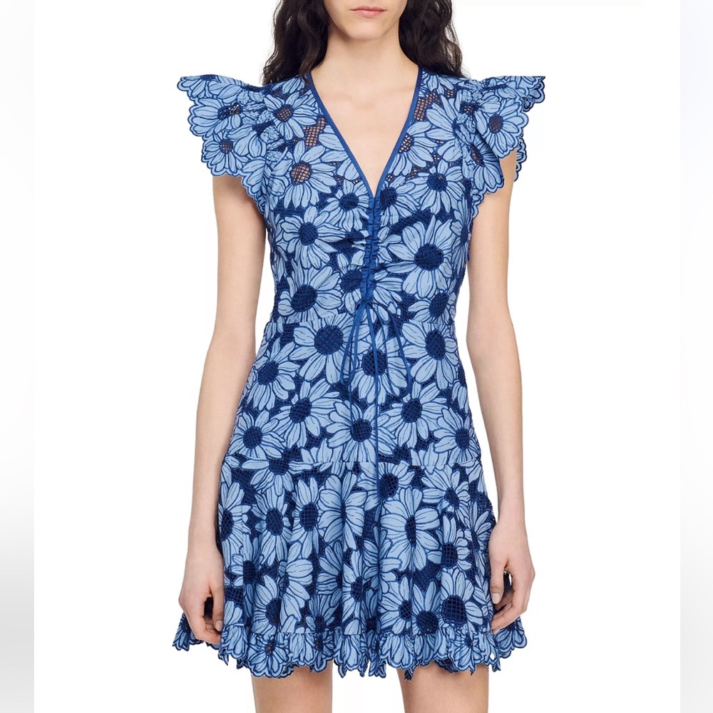 NWT Sandro Mellite V-Neck Dress, S